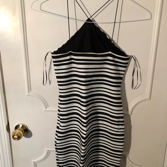 Topshop black & white stripe bodycon dress M - Picture 3 of 3